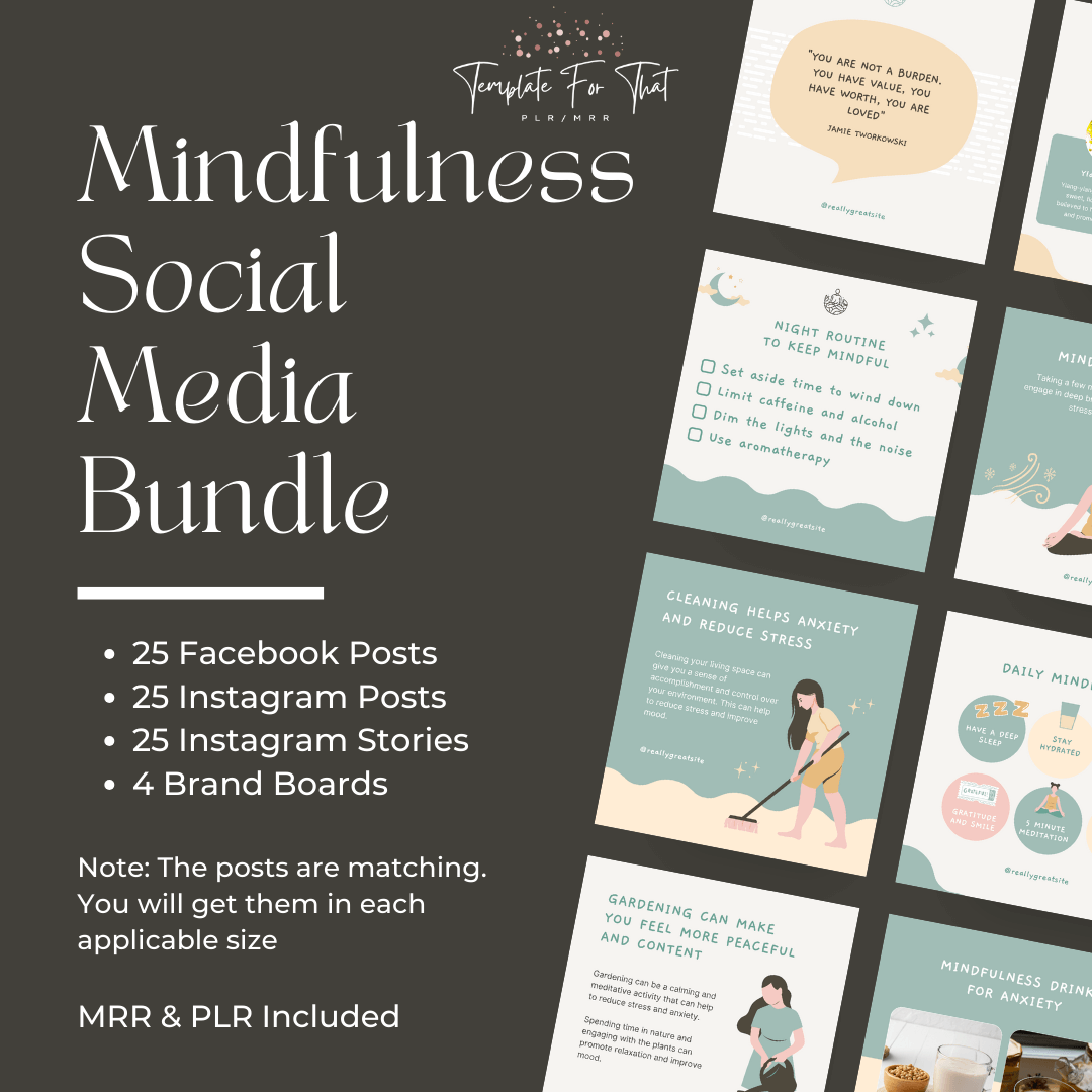 Mindfulness Social Media Posts with MRR & PLR