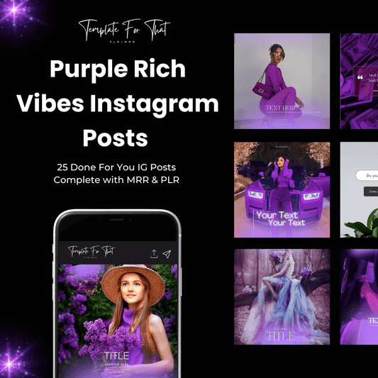Purple Rich Vibes Instagram Posts with PLR & MRR