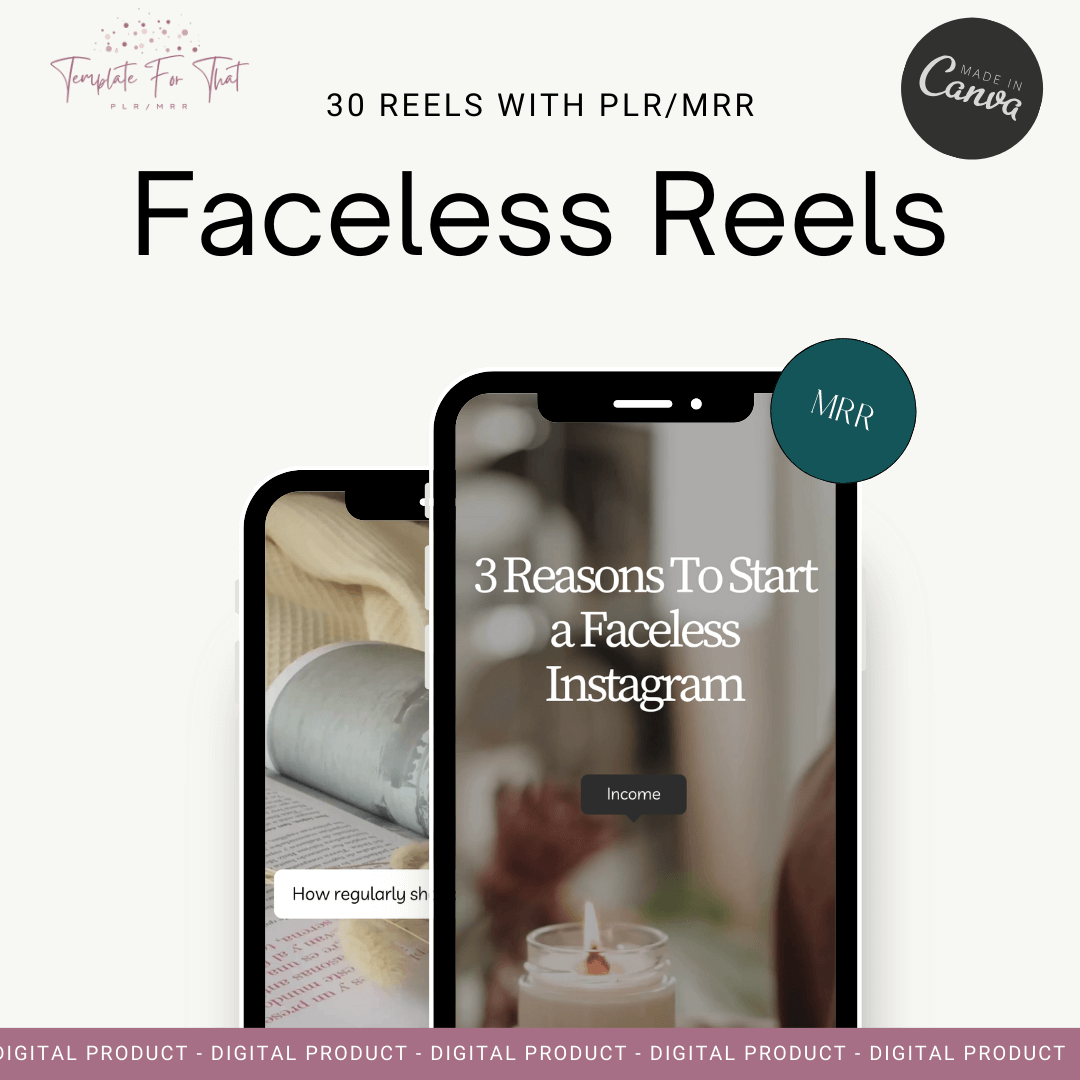 Faceless Instagram Reels with MRR & PLR, 30 Reels