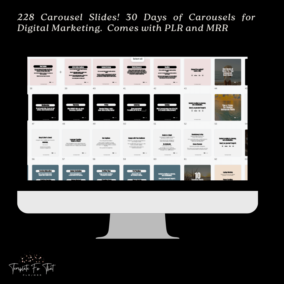 Instagram Carousels for digital marketers with PLR and MRR