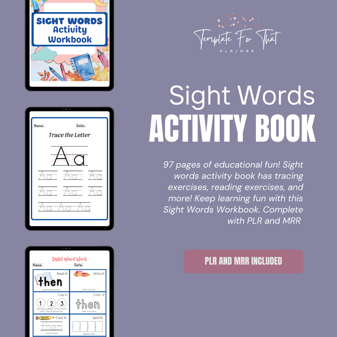 Sight Words printable activity book with PLR 