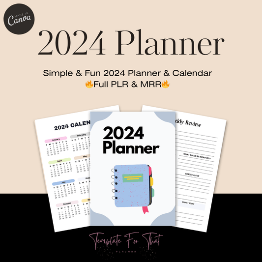 Printable 2024 Planner with PLR and MRR license 