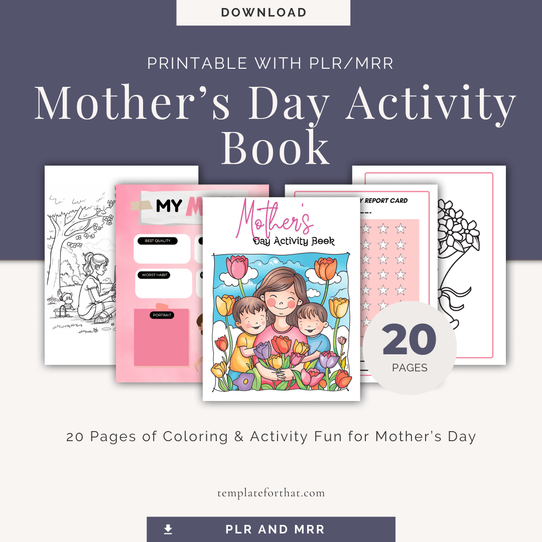 Mother's Day Printable activity book with PLR 