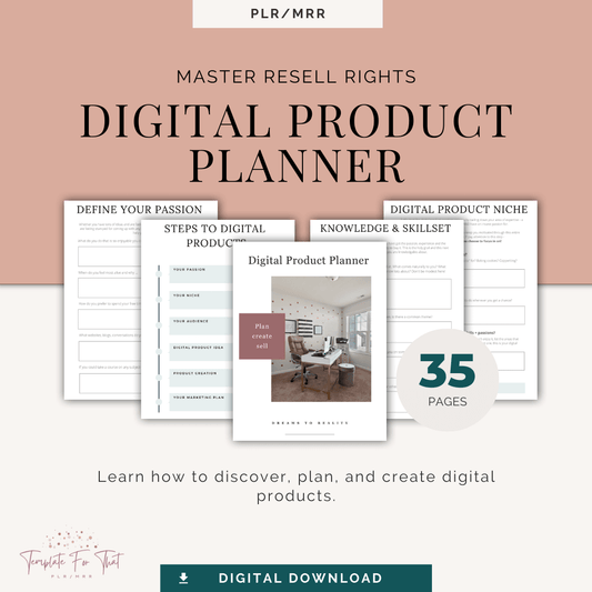 Printable digital product planner with Master Resell Rights 