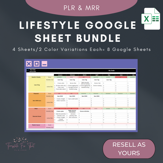Google Sheets, Lifestyle Planners and Trackers, with PLR/MRR