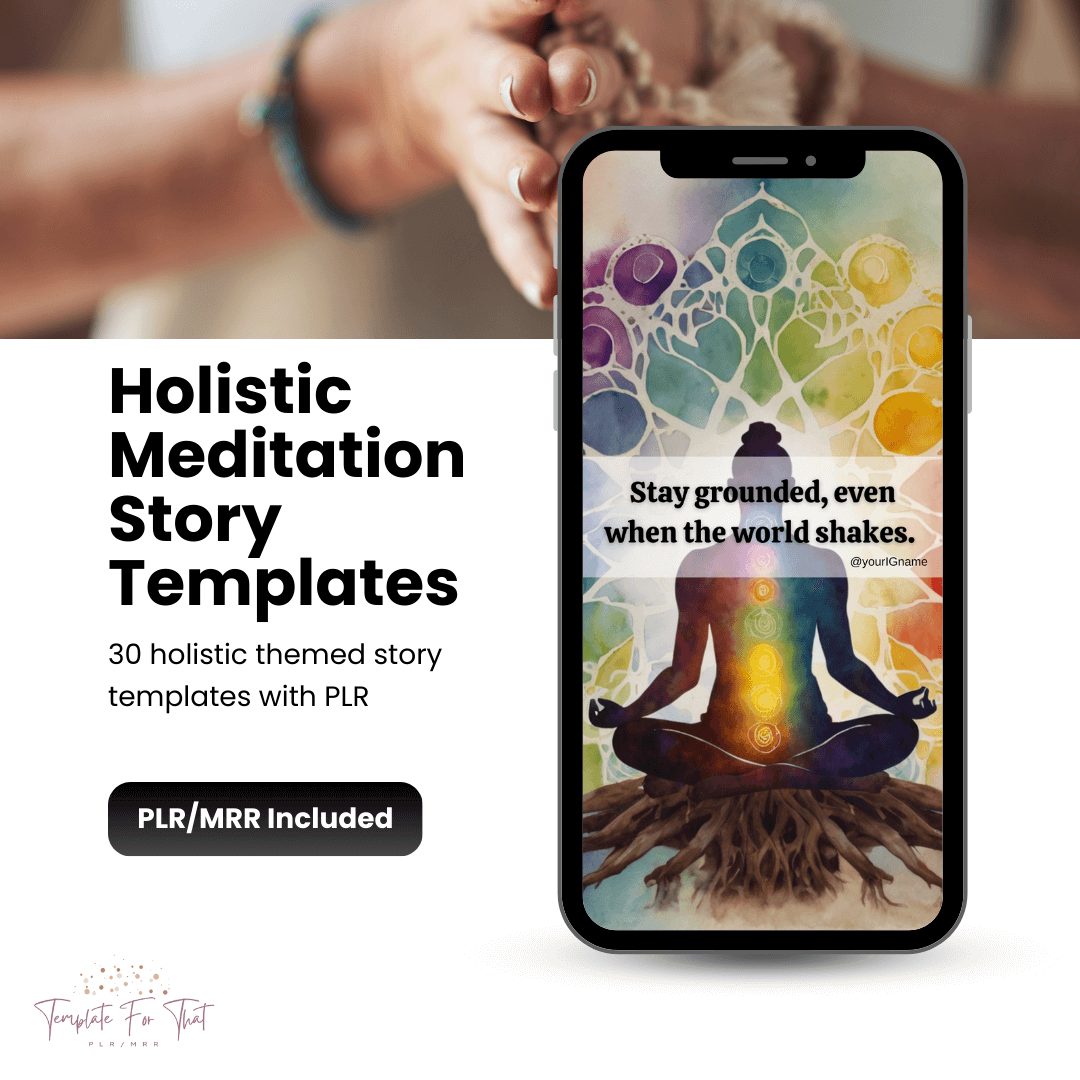 Holistic meditation Instagram story templates with PLR 