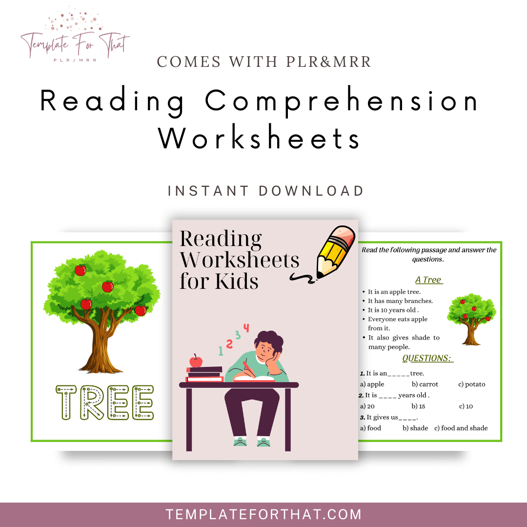 Reading Comprehension Worksheets with PLR 