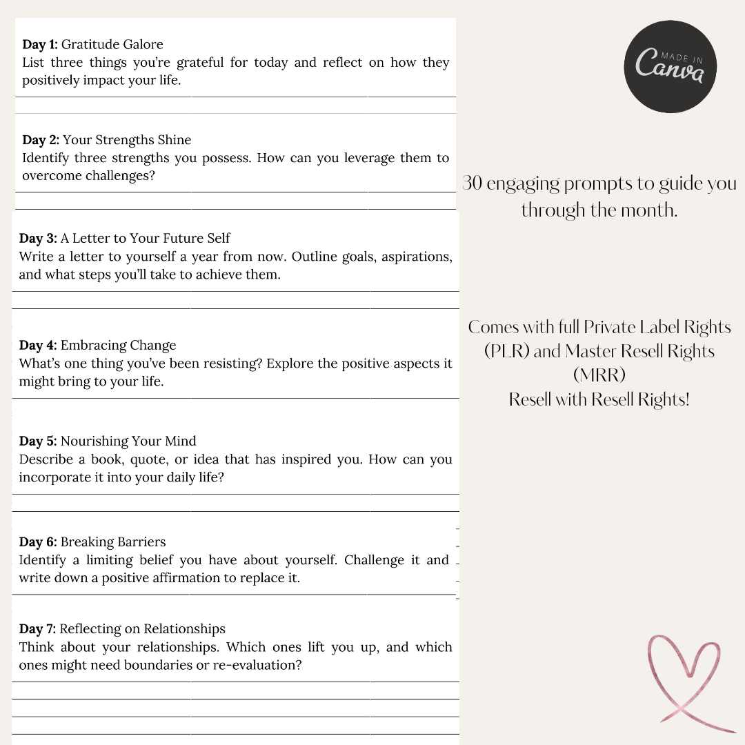 PLR Printable Guided Journal 