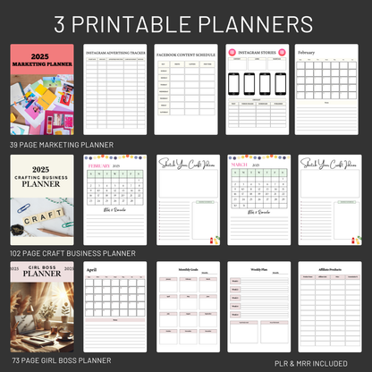 2025 Entrepreneur Planner Bundle, PLR Printable Planners