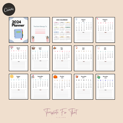 PLR printable 2024 planner 