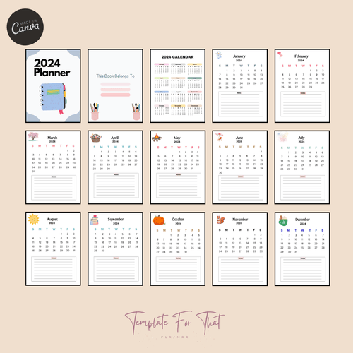 PLR printable 2024 planner 