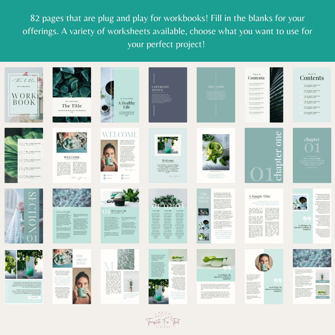 Emerald Green Canva Workbook Template with PLR 