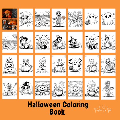 Halloween Coloring Book, Printable, with PLR 