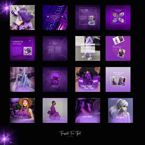 Purple Social Media Posts with PLR & MRR
