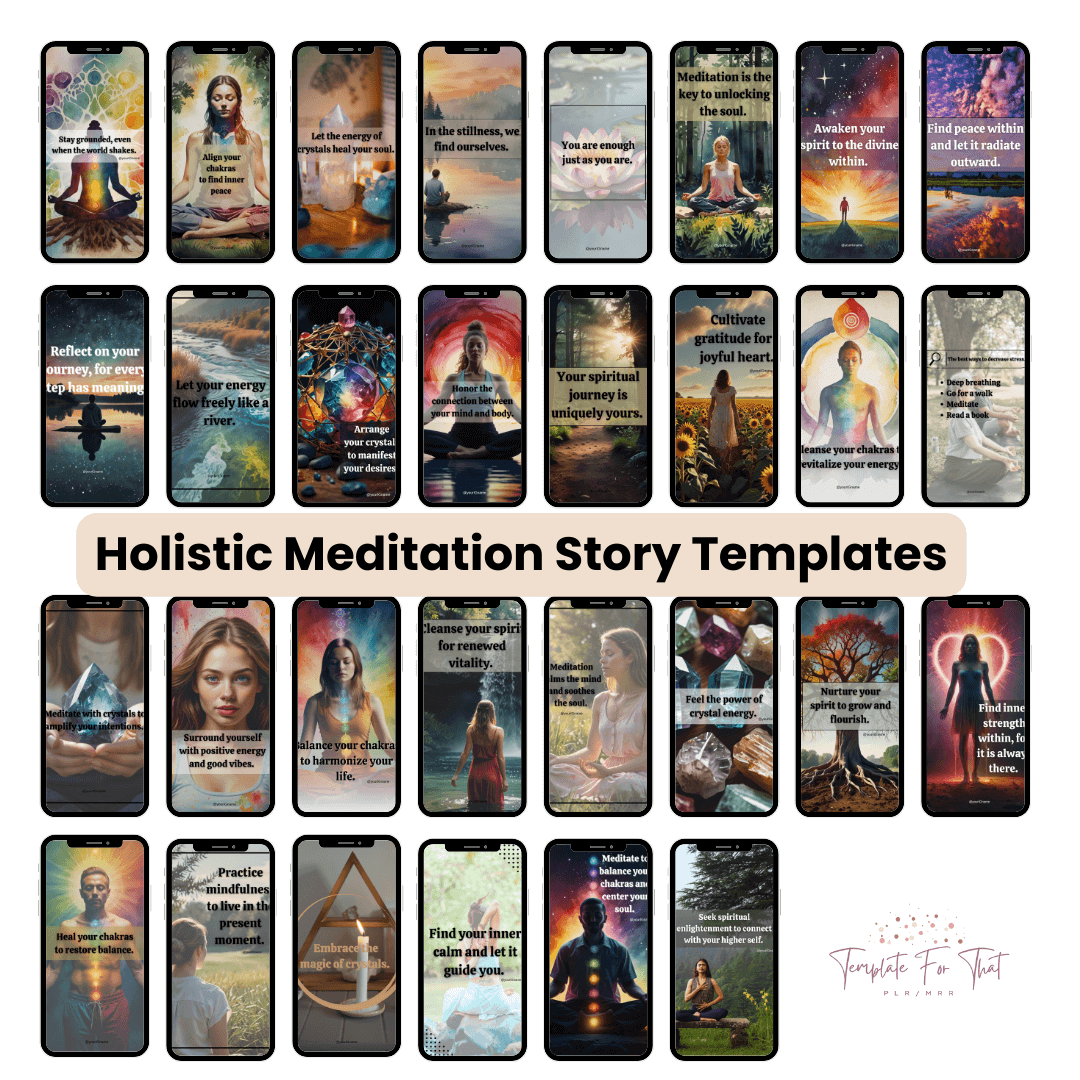 Holistic meditation Instagram story templates with PLR 