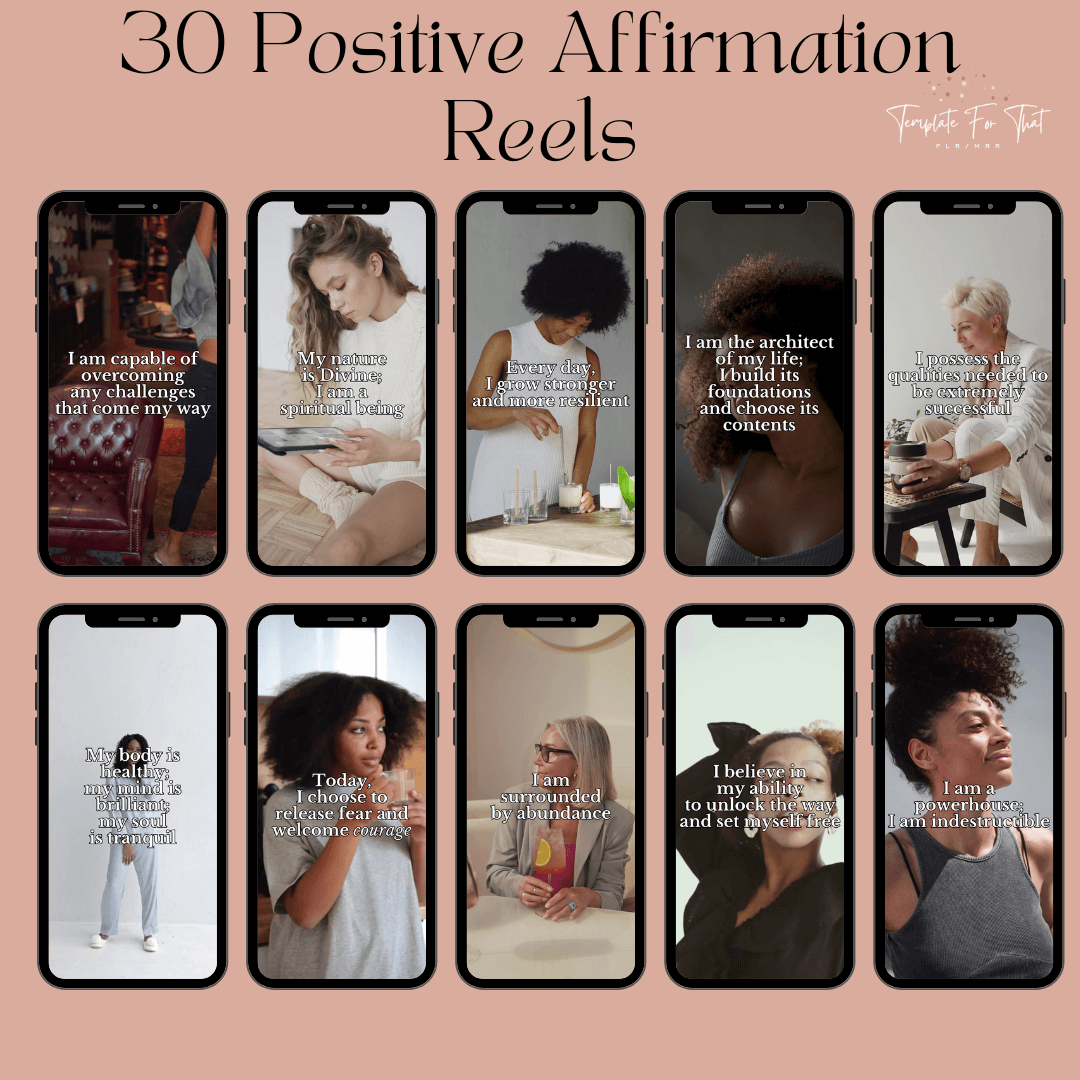 Positive Affirmation Instagram Reels, Done For You, with PLR/MRR