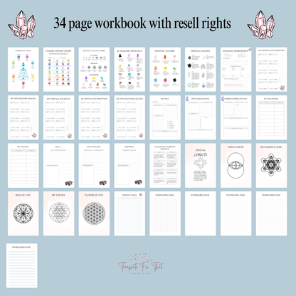 All about crystals printable workbook with Private Label Rights (PLR)