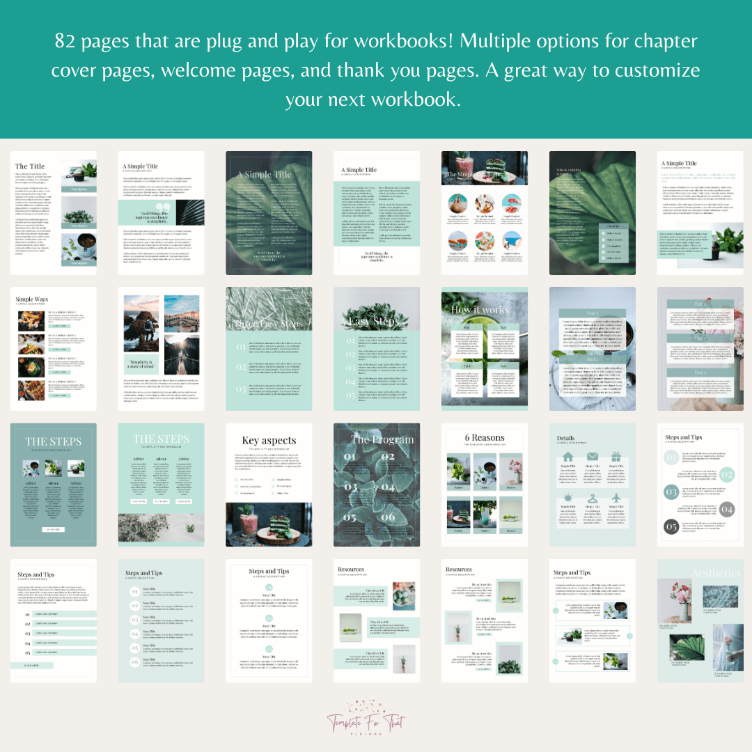 Emerald Green Canva Workbook Template with PLR 