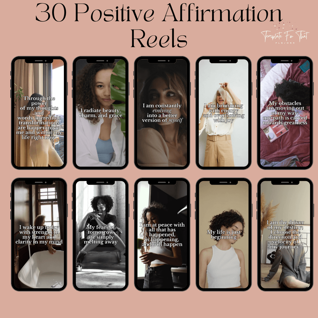 Positive Affirmation Instagram Reels, Done For You, with PLR/MRR
