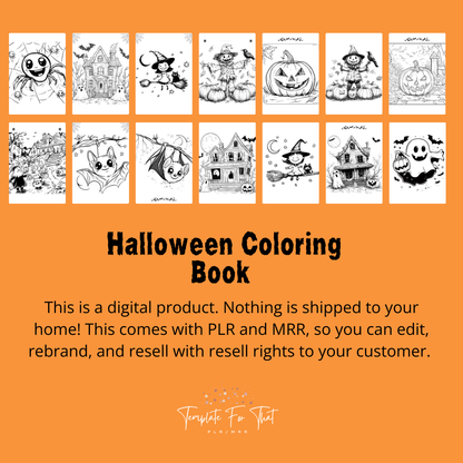 Halloween Coloring Book, Printable, with PLR 
