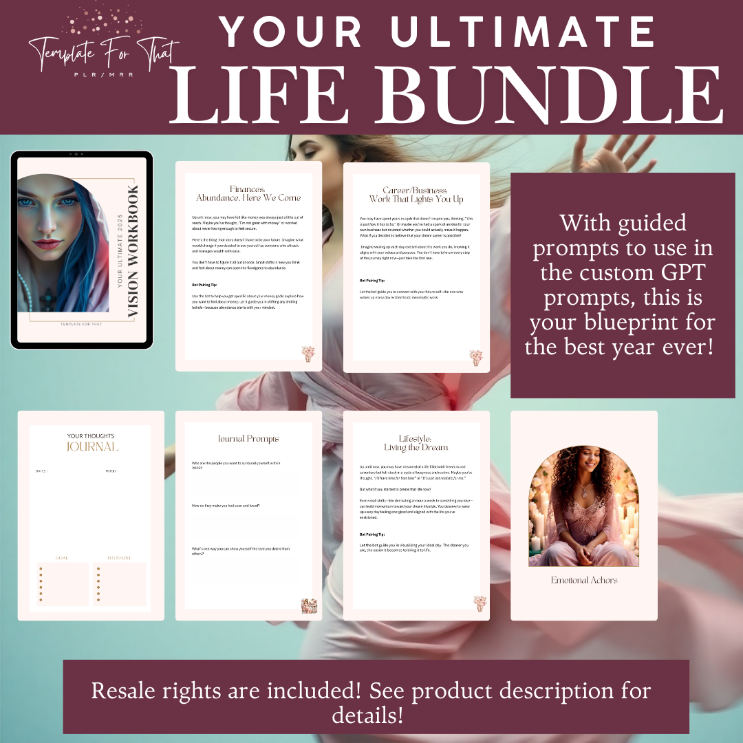 The Ultimate Life Bundle: Vision Workbook & AI Bots with MRR/PLR