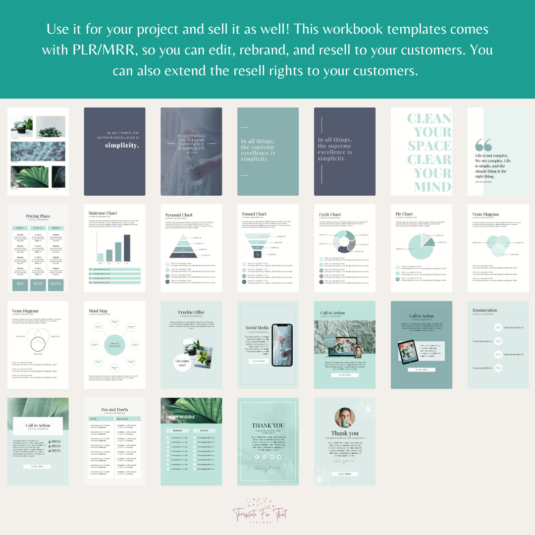 Emerald Green Canva Workbook Template with PLR 
