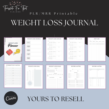 Printable weight loss journal with PLR