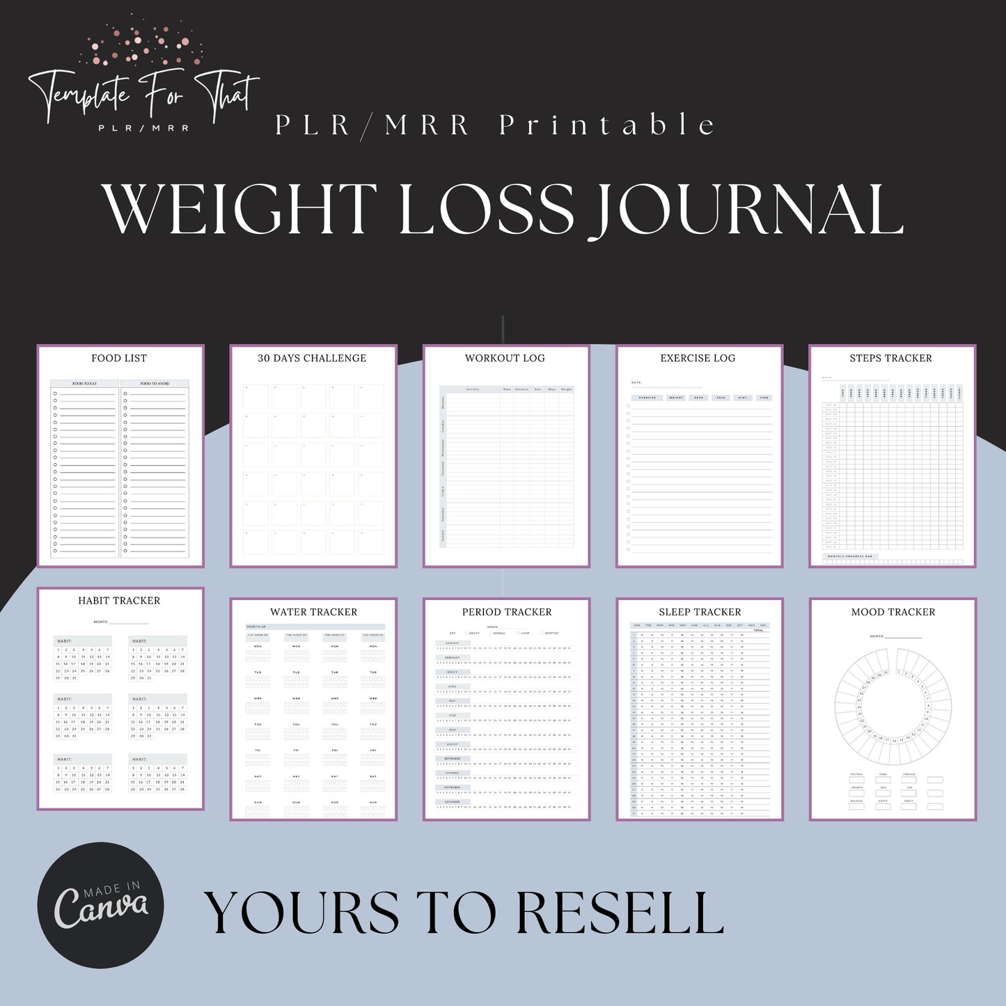 Printable weight loss journal with PLR