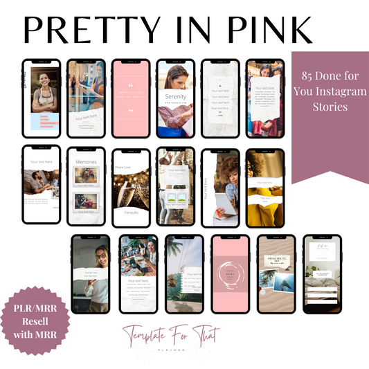 Pink themed social media post templates with PLR/MRR