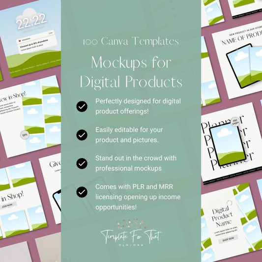 Digital Product mockups with MRR/PLR